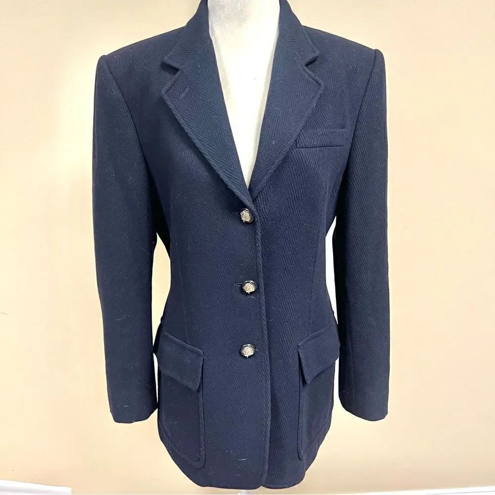 Ralph Lauren navy wool jacket , equestrian buttons Sz 6